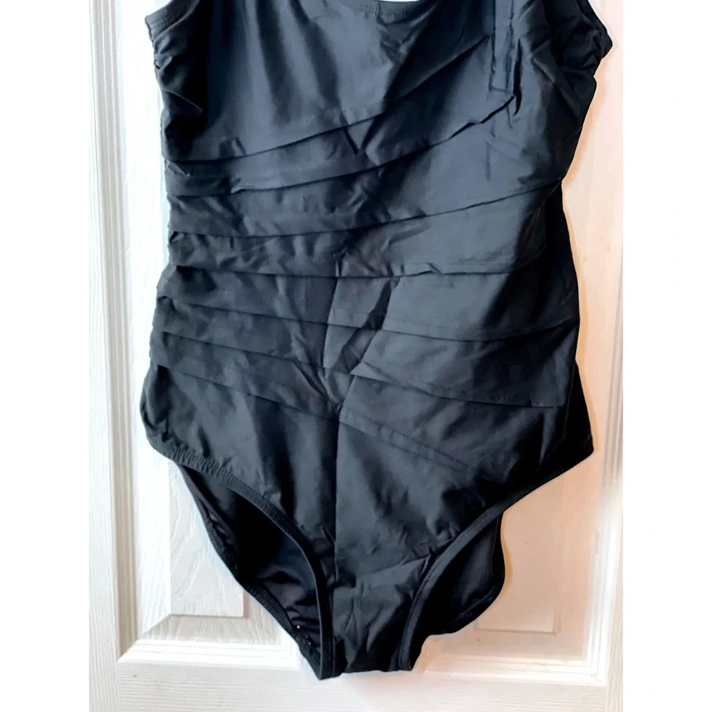 DKNY Black‎ Ruched One Piece Swimsuit Women's Size M - Picture 5 of 16